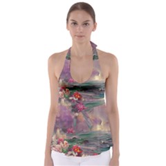 Abstract Flowers  Tie Back Tankini Top by Internationalstore