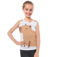 Capybara T- Shirt Cute Capybara With A Bee Illustration T- Shirt Yoga Reflexion Pose T- Shirtyoga Reflexion Pose T- Shirt Kids  Mesh Tank Top by hizuto