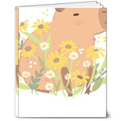 Capybara T- Shirt Cute Capybara With Daisy Flowers T- Shirt Yoga Reflexion Pose T- Shirtyoga Reflexion Pose T- Shirt 8  X 10  Softcover Notebook by hizuto