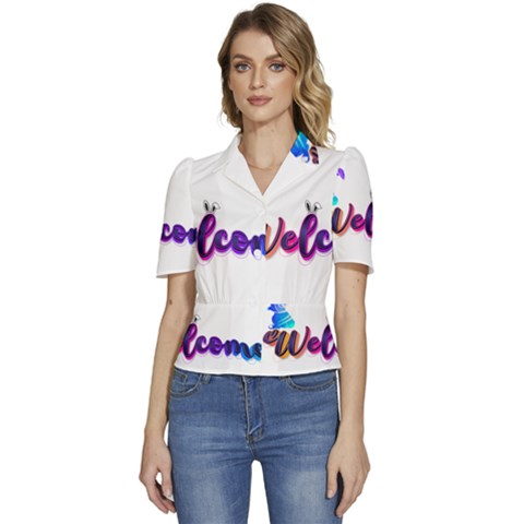 Arts Puffed Short Sleeve Button Up Jacket by Internationalstore