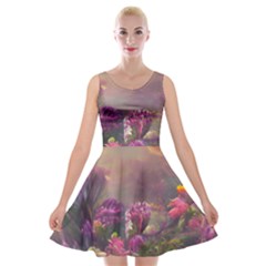 Floral Blossoms  Velvet Skater Dress by Internationalstore