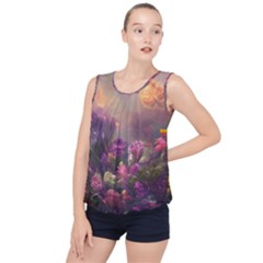 Floral Blossoms  Bubble Hem Chiffon Tank Top by Internationalstore