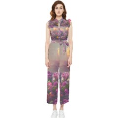 Floral Blossoms  Women s Frill Top Chiffon Jumpsuit by Internationalstore