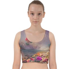 Floral Blossoms  Velvet Racer Back Crop Top by Internationalstore
