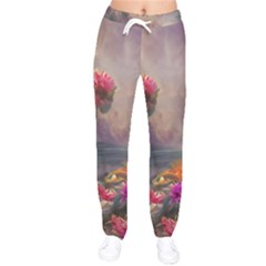 Floral Blossoms  Women Velvet Drawstring Pants by Internationalstore