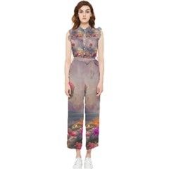 Floral Blossoms  Women s Frill Top Chiffon Jumpsuit by Internationalstore