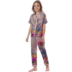 Floral Blossoms  Kids  Satin Short Sleeve Pajamas Set by Internationalstore