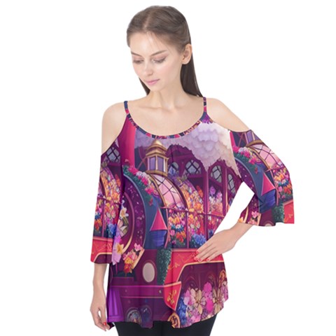Fantasy  Flutter Sleeve T-shirt  by Internationalstore