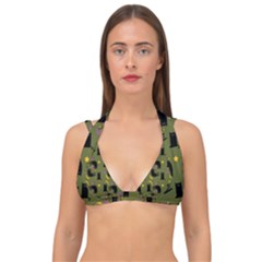 Cat Cartoon Cats Animal Pattern Double Strap Halter Bikini Top by Pakjumat