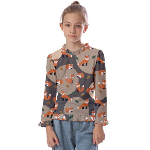 Fox Pattern Kids  Frill Detail T-shirt by Pakjumat