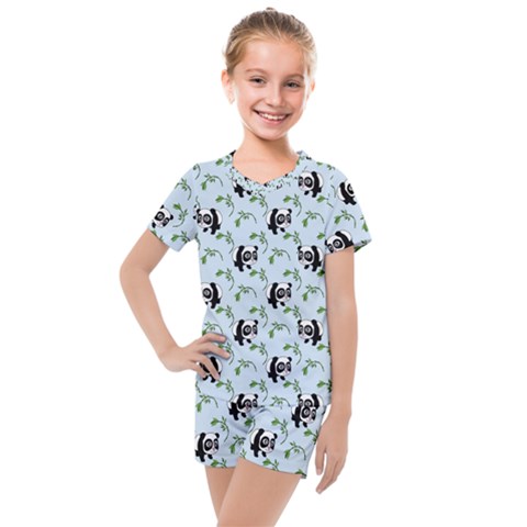 Animal Panda Bamboo Seamless Pattern Kids  Mesh T-shirt And Shorts Set by Pakjumat