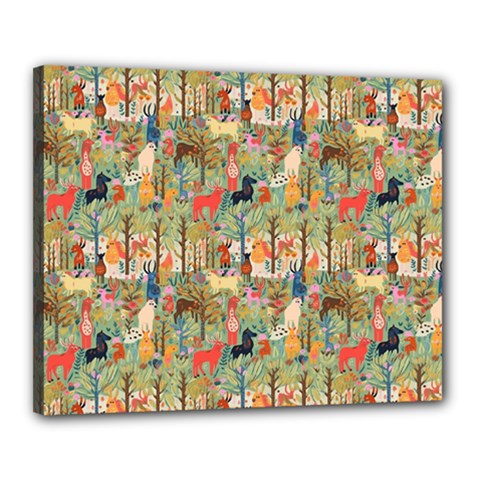 Animal Forest Pattern Canvas 20  X 16  (stretched) by Pakjumat
