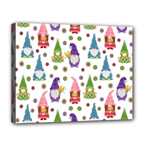 Gnomes Seamless Fantasy Pattern Canvas 14  X 11  (stretched) by Pakjumat