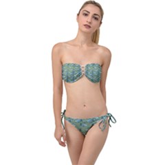 Fishes Pattern Background Twist Bandeau Bikini Set by Pakjumat