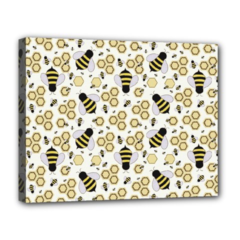 Bee Honeycomb Honeybee Insect Canvas 14  X 11  (stretched) by Pakjumat