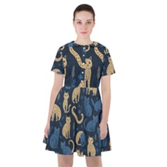 Cat Pattern Animal Sailor Dress by Pakjumat