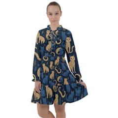 Cat Pattern Animal All Frills Chiffon Dress by Pakjumat