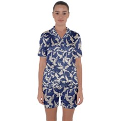 Bird Animal Animal Background Satin Short Sleeve Pajamas Set by Pakjumat