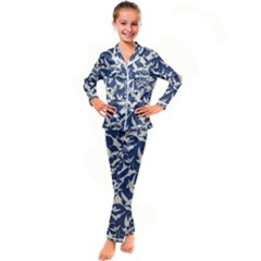 Bird Animal Animal Background Kids  Satin Long Sleeve Pajamas Set by Pakjumat