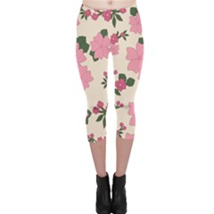 Floral Vintage Flowers Capri Leggings  by Dutashop