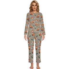 Fox Pattern Texture Womens  Long Sleeve Lightweight Pajamas Set by Pakjumat