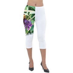 Butterfly T- Shirt Butterfly & Buddleia T- Shirt Lightweight Velour Capri Leggings  by JamesGoode