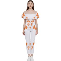 Abstract Boho Print T- Shirt Abstract Boho Print 2 Bardot Ruffle Jumpsuit by EnriqueJohnson