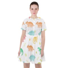 Animals Dinosaurs T-rex Pattern Sailor Dress by Pakjumat