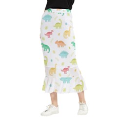 Animals Dinosaurs T-rex Pattern Maxi Fishtail Chiffon Skirt by Pakjumat