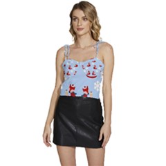 Christmas Background Pattern Flowy Camisole Tie Up Top by uniart180623
