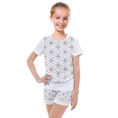 Black And White Pattern T- Shirt Black And White Pattern 2 Kids  Mesh T-shirt And Shorts Set by EnriqueJohnson