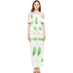 Boho Leaf Pattern T- Shirt Boho Leaf Pattern8 Draped Sleeveless Chiffon Jumpsuit by EnriqueJohnson