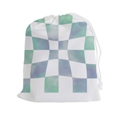 Checkerboard T- Shirt Psychedelic Watercolor Check Aqua T- Shirt Drawstring Pouch (2xl) by EnriqueJohnson