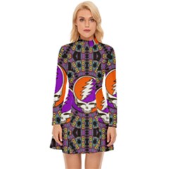 Gratefuldead Grateful Dead Pattern Long Sleeve Velour Longline Dress by Sarkoni