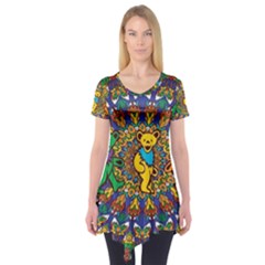 Grateful Dead Pattern Short Sleeve Tunic  by Sarkoni