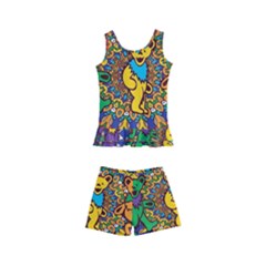 Grateful Dead Pattern Kids  Boyleg Swimsuit by Sarkoni