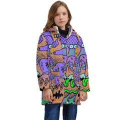 Trippy Aesthetic Halloween Kids  Hooded Longline Puffer Jacket by Sarkoni