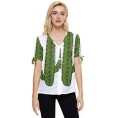 Cactus Desert Plants Rose Bow Sleeve Button Up Top by uniart180623