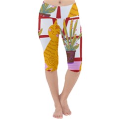 Cat Pet Ginger Art Animal Cartoon Lightweight Velour Cropped Yoga Leggings by uniart180623