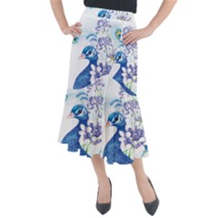 Peacock Midi Mermaid Skirt by uniart180623