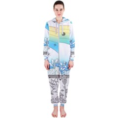 Rainbow Fun Cute Minimal Doodle Drawing Hooded Jumpsuit (ladies) by uniart180623