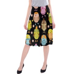 Cute Owls Pattern Midi Beach Skirt by Ket1n9