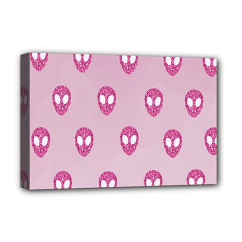 Alien Pattern Pink Deluxe Canvas 18  X 12  (stretched) by Ket1n9