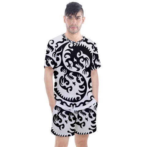 Ying Yang Tattoo Men s Mesh T-shirt And Shorts Set by Ket1n9