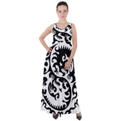 Ying Yang Tattoo Empire Waist Velour Maxi Dress by Ket1n9