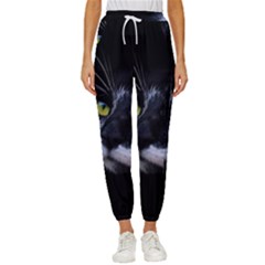 Face Black Cat Women s Cropped Drawstring Pants by Ket1n9