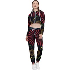 Fireworks With Star Vector Cropped Zip Up Lounge Set by Ket1n9