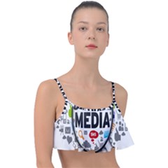 Social Media Computer Internet Typography Text Poster Frill Bikini Top by Ket1n9