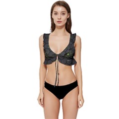 Green Android Honeycomb Gree Low Cut Ruffle Edge Bikini Top by Ket1n9