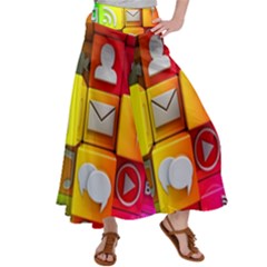 Colorful 3d Social Media Women s Satin Palazzo Pants by Ket1n9